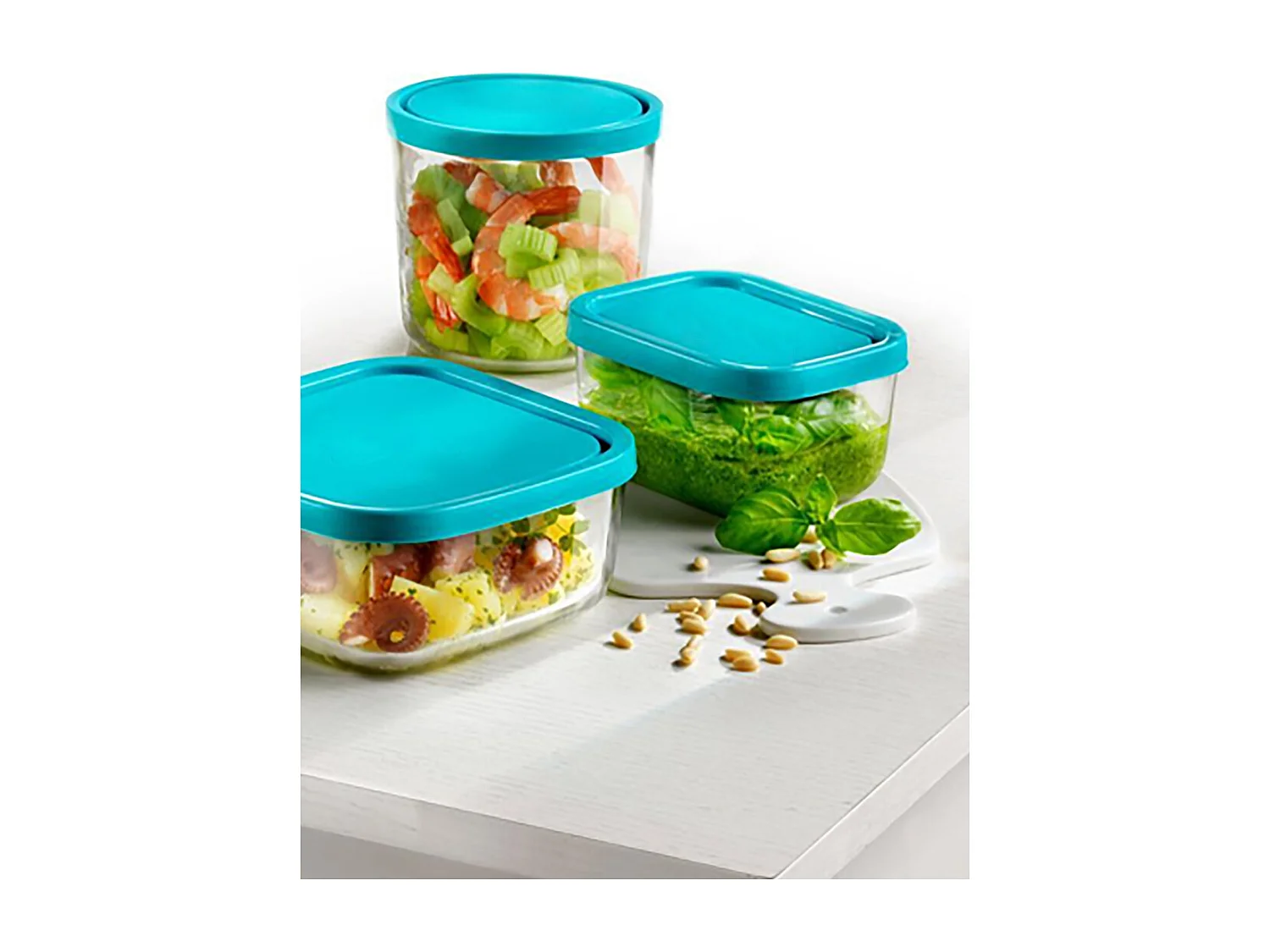 Lot de 6 boîte de conservation rectangulaire avec couvercle hermétique, frigoverre en verre - Longueur 21 x Profondeur 13 x Hauteur 8 cm