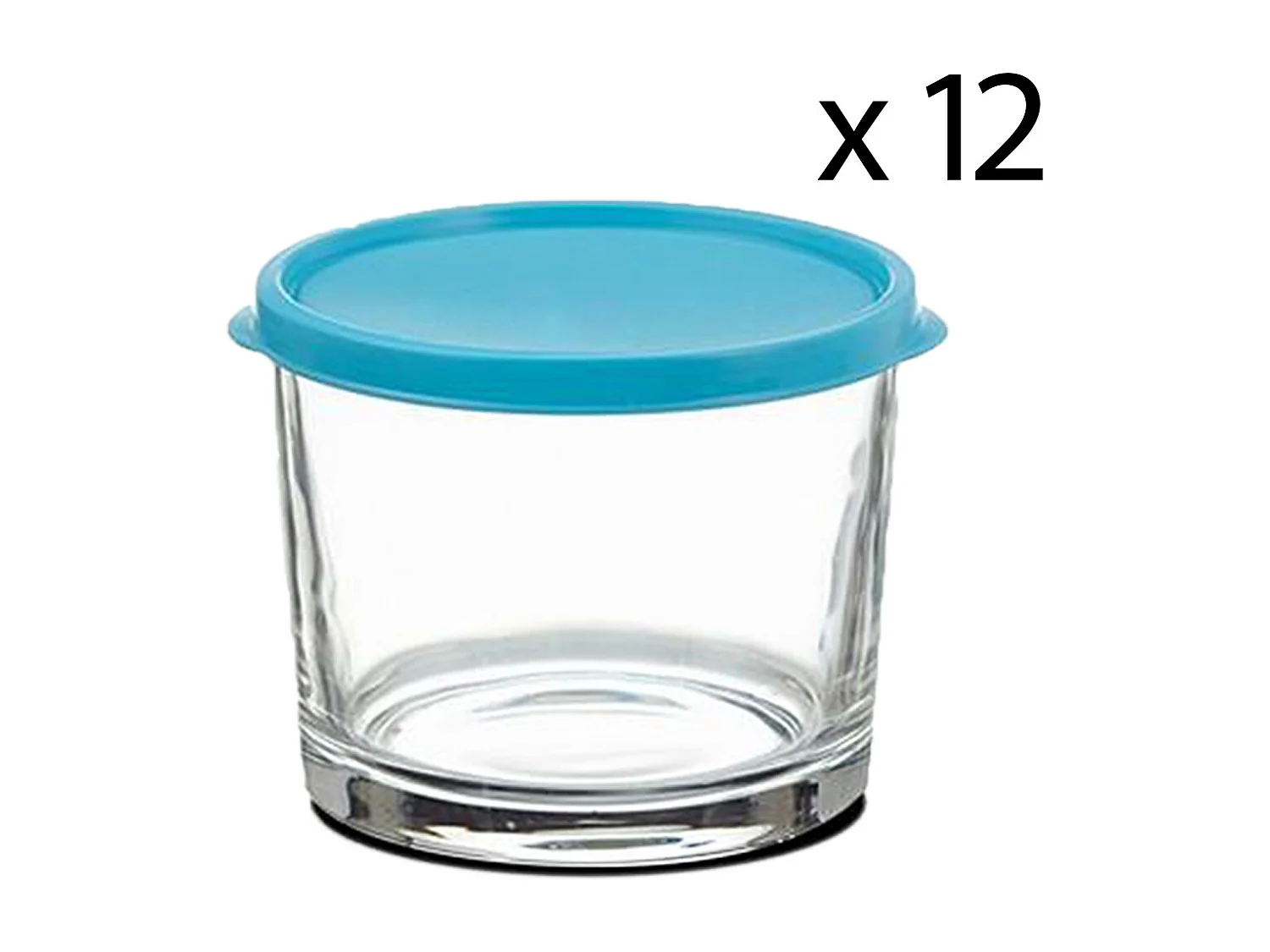 Lot de 12 boîte de conservation rond avec couvercle hermétique, frigoverre en verre - Diamètre 12 x Hauteur 9.9 cm