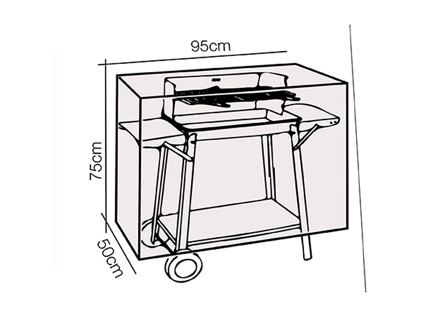 Housse de protection pour barbecue, bache de protection pour barbecue de jardin extérieur - Longueur 95 x Profondeur 50 x Hauteur 75 cm