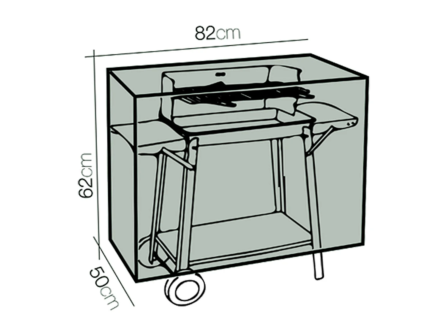 Housse de protection pour barbecue, bache de protection pour barbecue jardin d'extérieur - Longueur 82 x Profondeur 50 x Hauteur 62 cm