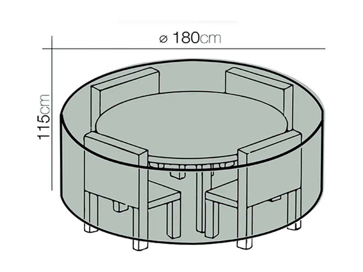 Housse de protection pour table ronde, couverture table, bache de table de jardin extérieur - Diamètre 180 x Hauteur 115 cm
