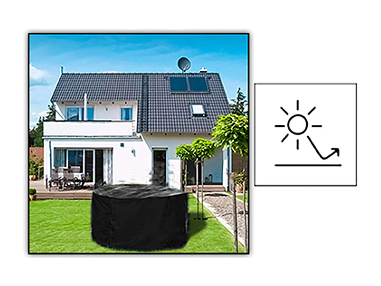 Housse de protection pour table ronde, couverture table, bache de table de jardin extérieur - Diamètre 180 x Hauteur 115 cm