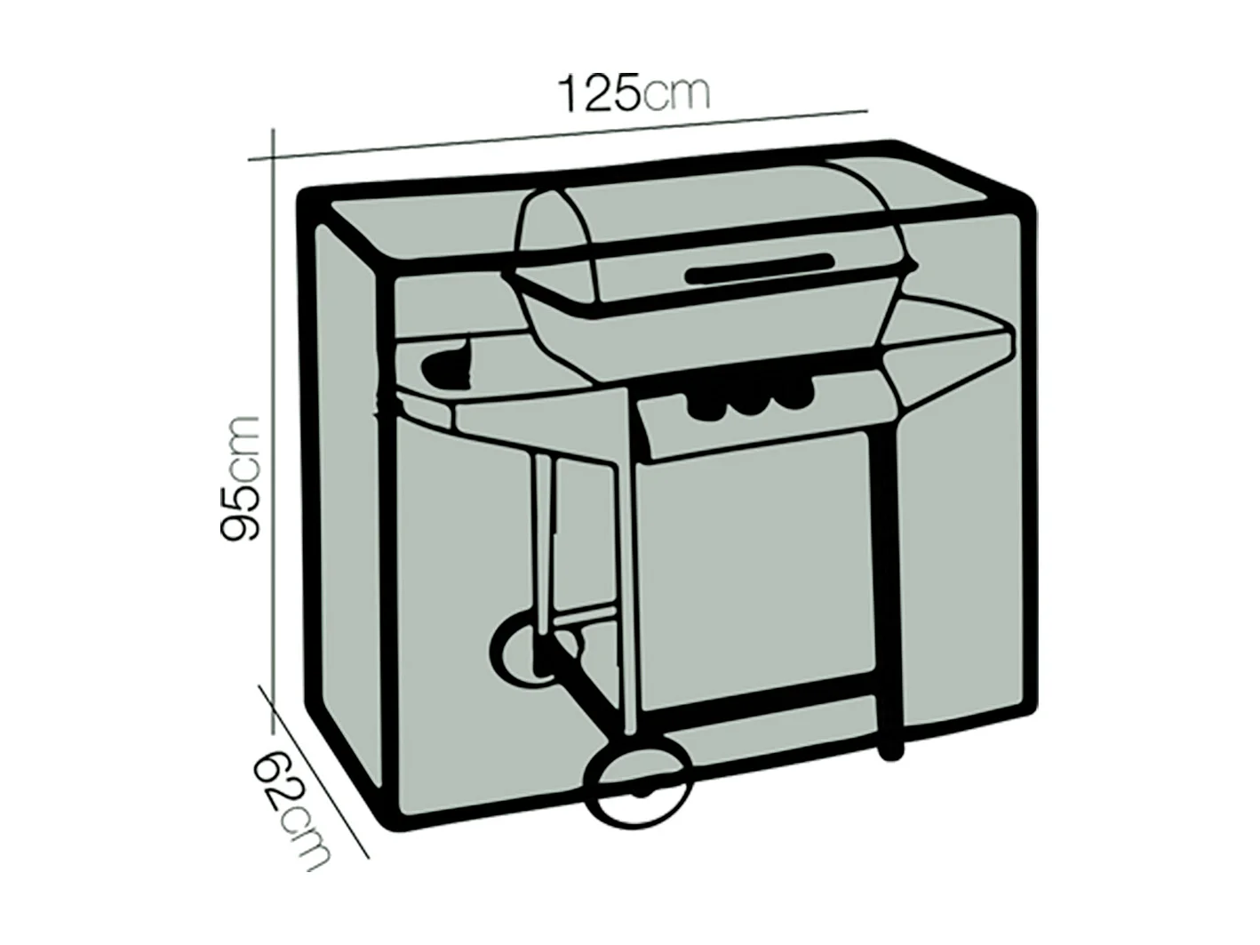 Housse de protection pour barbecue, bache de protection pour barbecue de jardin extérieur - Longueur 125 x Profondeur 62 x Hauteur 95 cm