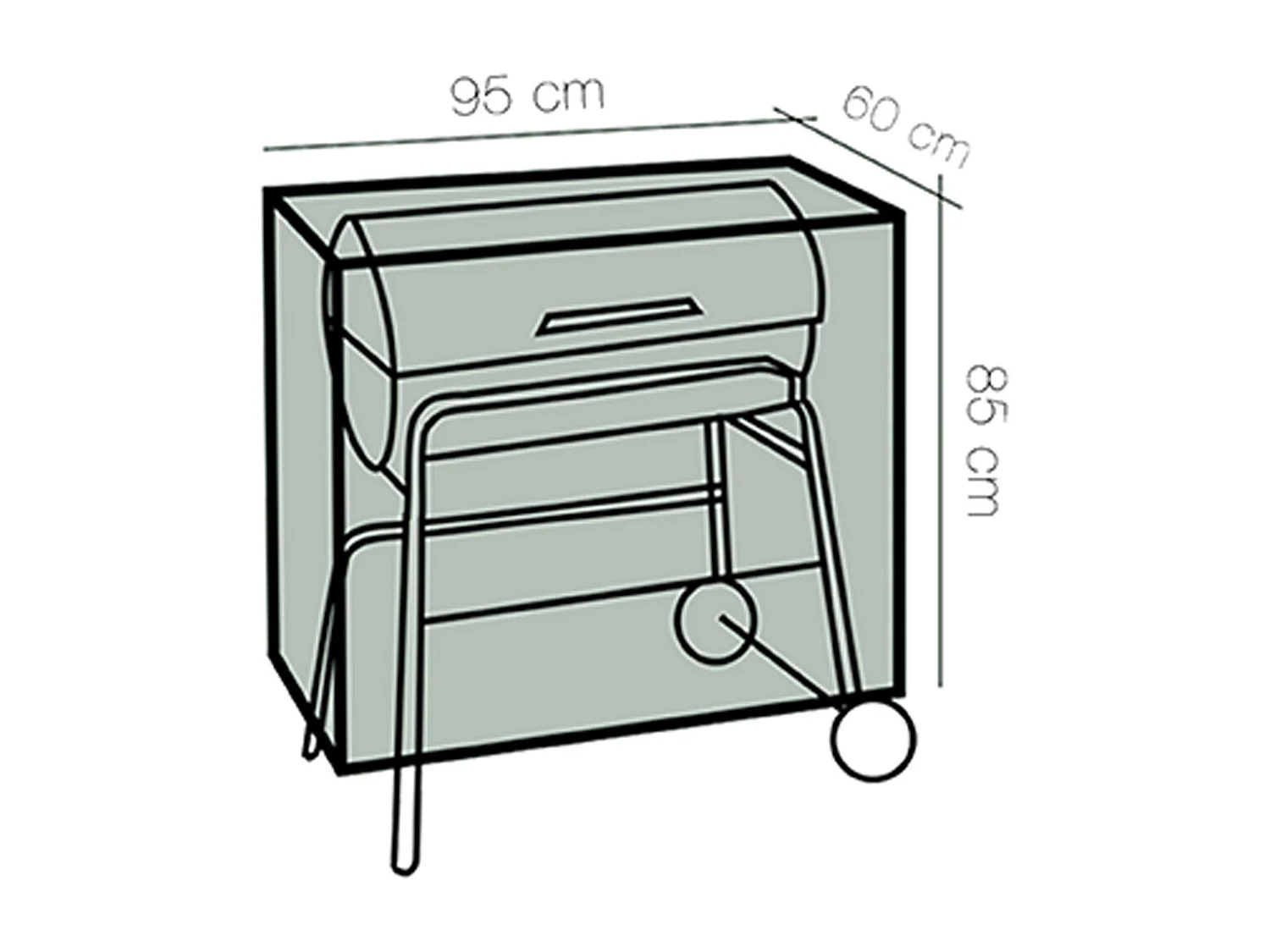 Housse de protection pour barbecue, bache de protection pour barbecue de jardin extérieur - Longueur 95 x Profondeur 60 x Hauteur 85 cm