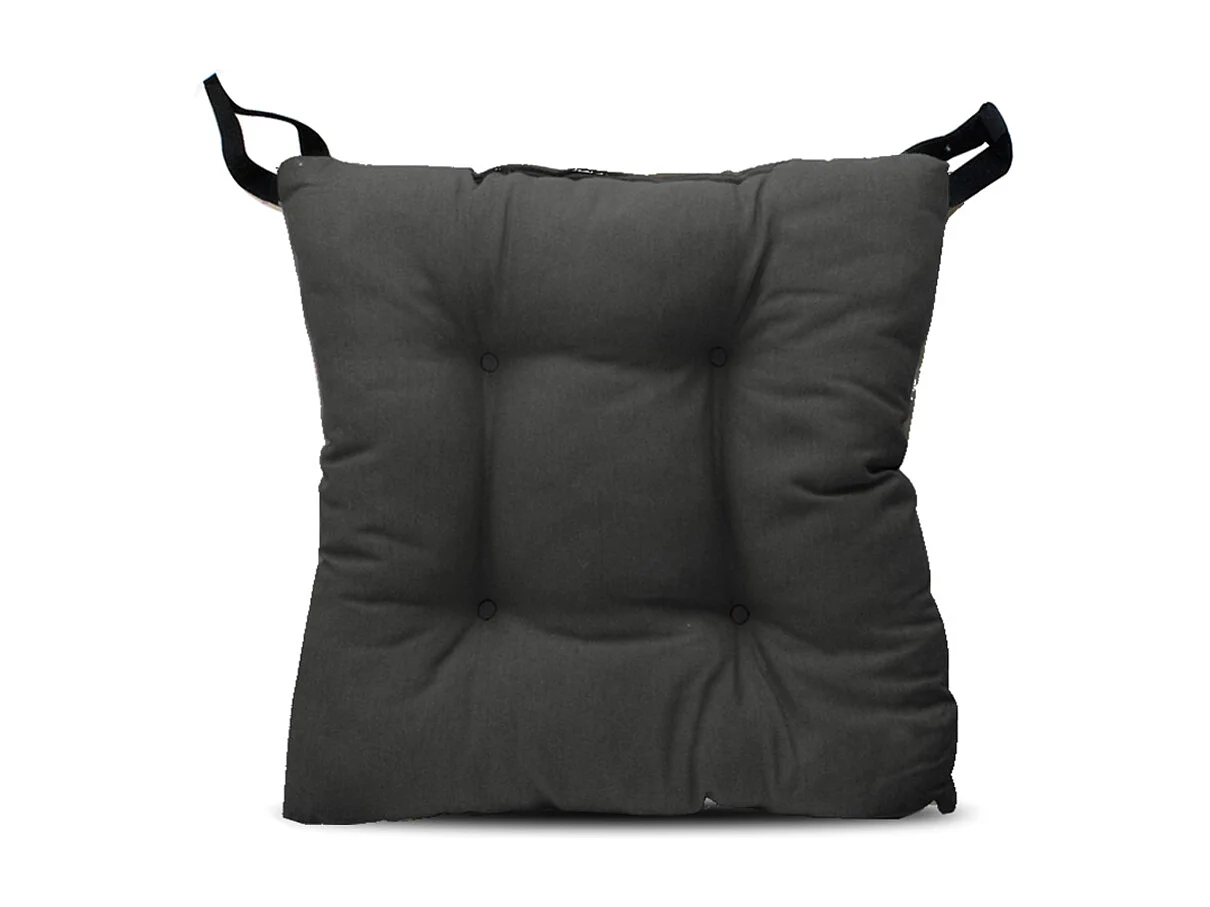 Lot de 6 coussin de chaise, galette de siège, coussin d'assise intérieur/extérieur coloris gris foncé - Longueur 40 x Profondeur 40 cm