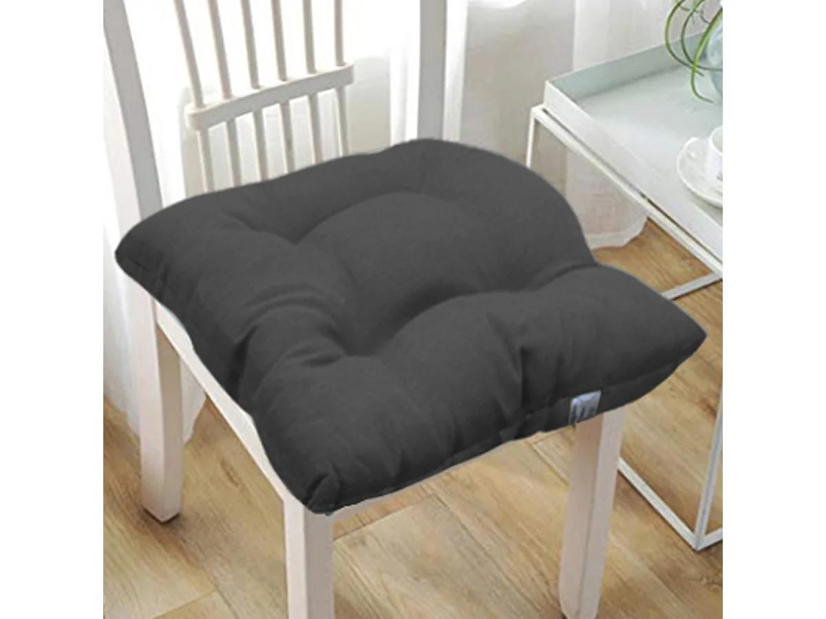 Lot de 6 coussin de chaise, galette de siège, coussin d'assise intérieur/extérieur coloris gris foncé - Longueur 40 x Profondeur 40 cm