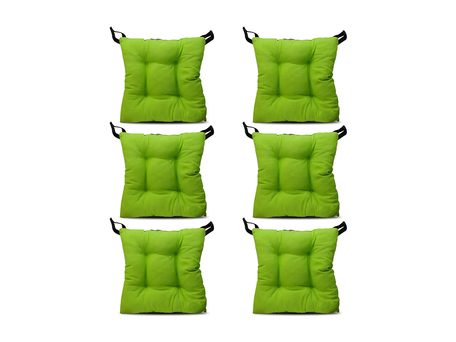 Lot de 6 coussin de chaise, galette de siège, coussin d'assise intérieur/extérieur coloris vert - Longueur 40 x Profondeur 40 cm
