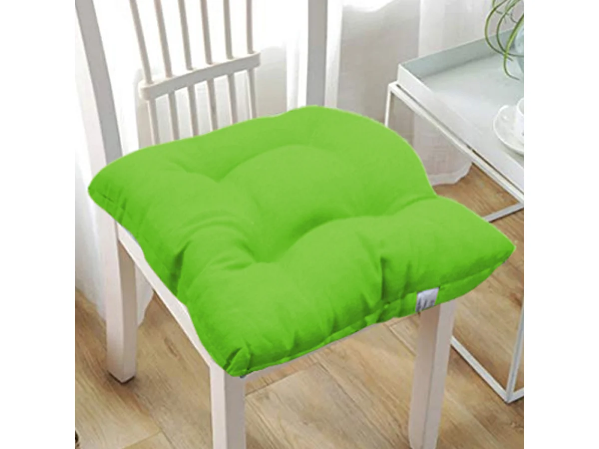 Lot de 6 coussin de chaise, galette de siège, coussin d'assise intérieur/extérieur coloris vert - Longueur 40 x Profondeur 40 cm