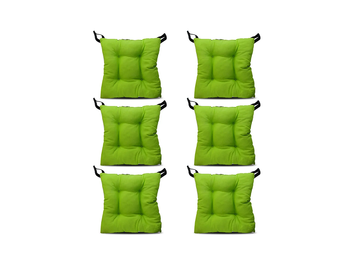 Lot de 6 coussin de chaise, galette de siège, coussin d'assise intérieur/extérieur coloris vert - Longueur 40 x Profondeur 40 cm