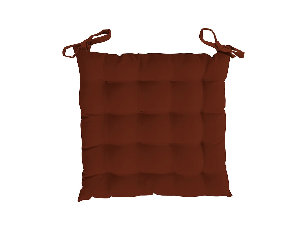 Dessus de chaise capitonné en coton 40x40x5 cm PANAMA brique, par Soleil d'Ocre