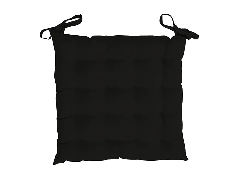 Dessus de chaise capitonné en coton 40x40x5 cm PANAMA noir, par Soleil d'Ocre