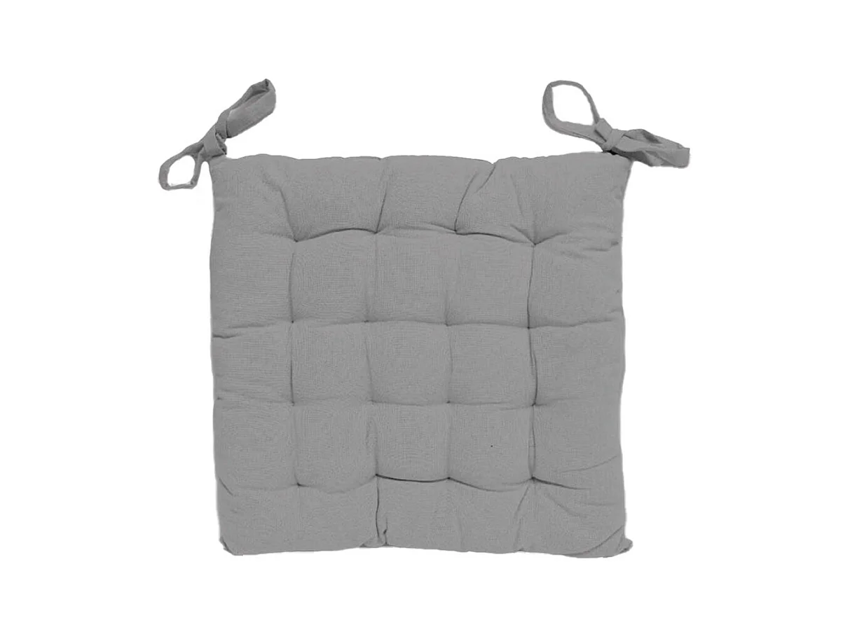 Dessus de chaise capitonné en coton 40x40x5 cm PANAMA gris, par Soleil d'Ocre