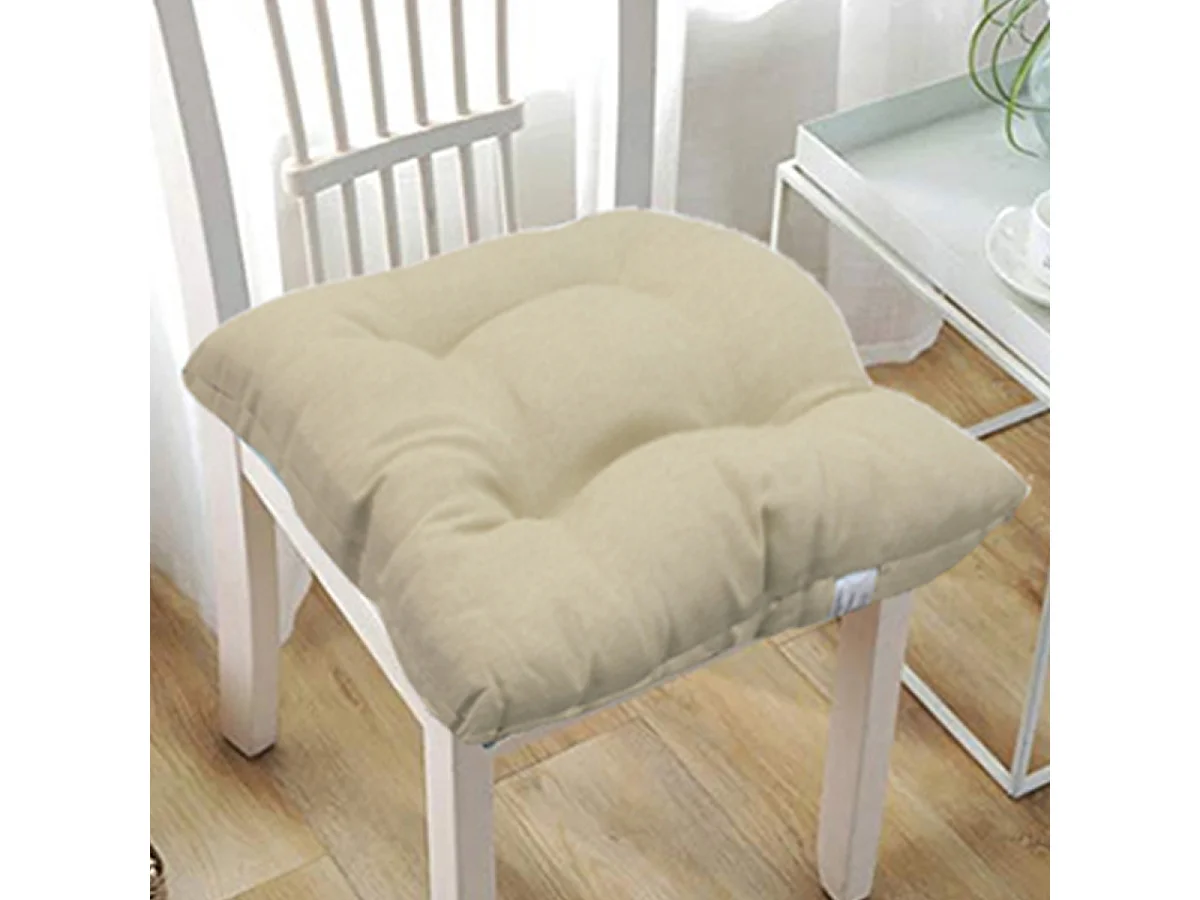 Lot de 6 coussin de chaise, galette de siège, coussin d'assise intérieur/extérieur coloris sable - Longueur 40 x Profondeur 40 cm