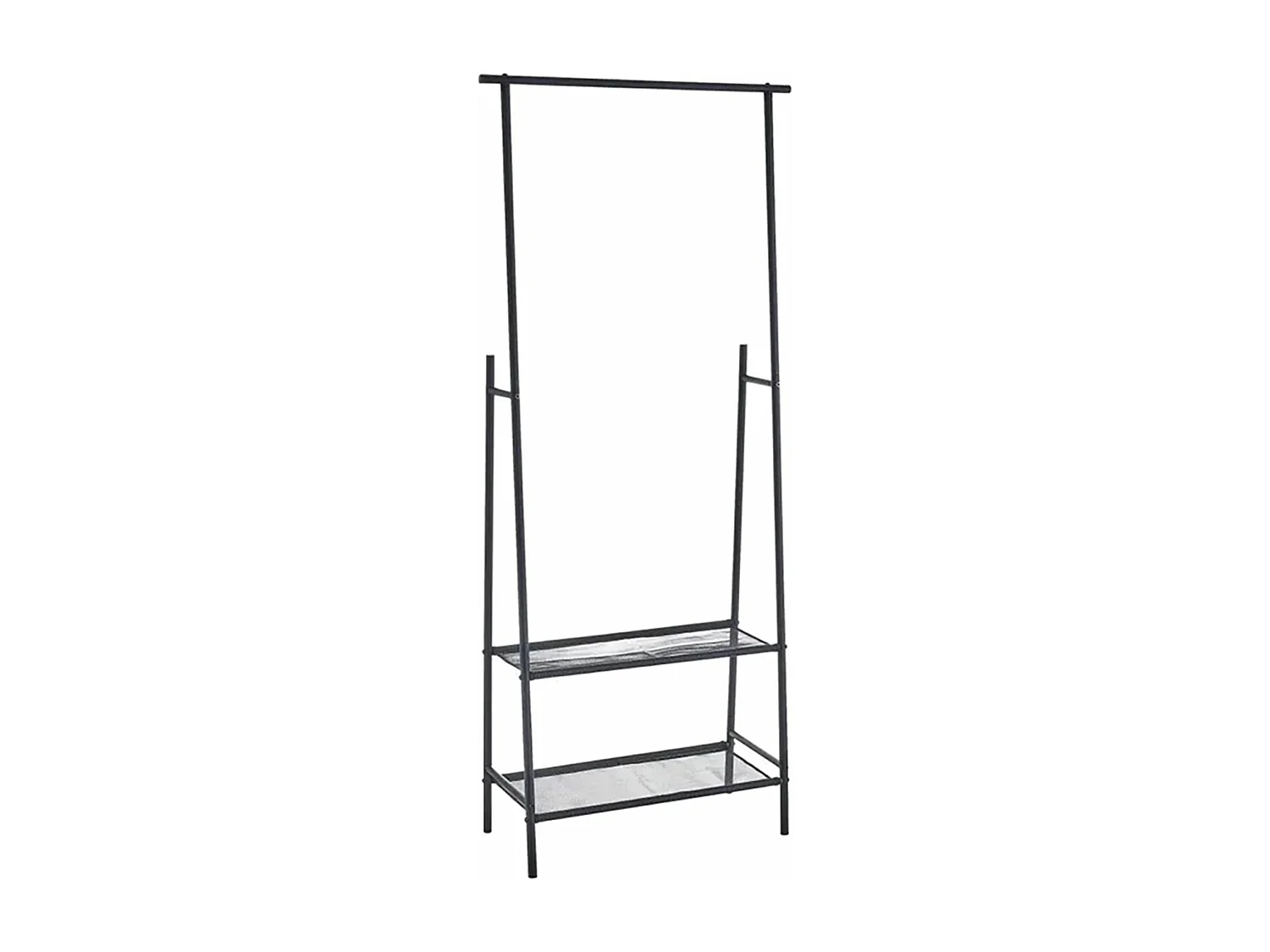 Porte-manteau, portant à vêtement avec 2 étagères coloris noir - Longueur 70,50 x Profondeur 30,50 x Hauteur 165 cm