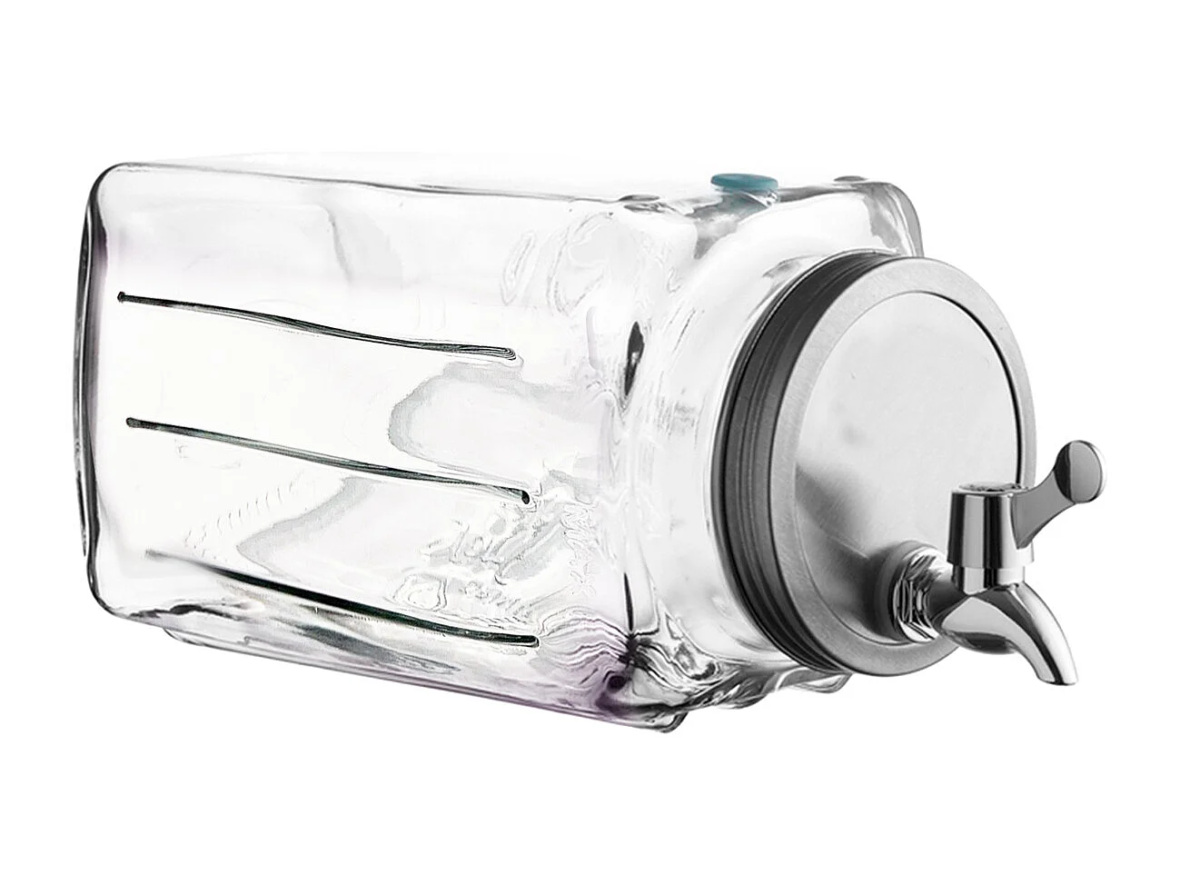 Distributeur de boissons en verre 3L,pot transparent avec robinet en acier inoxydable,récipient à jus limonade glacée avec couvercle