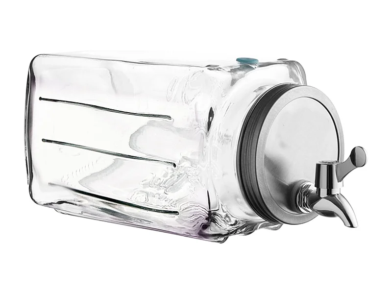 Distributeur de boissons en verre 3L,pot transparent avec robinet en acier inoxydable,récipient à jus limonade glacée avec couvercle