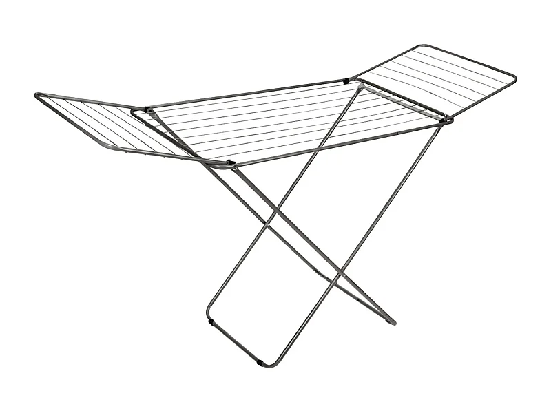 Séche-linge avec ailes, séchoir à linge en métal, étendoir pliable 18 m d'étendage coloris gris