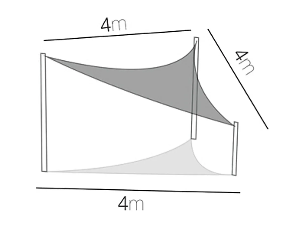 Toile d'ombrage triangulaire + Sac, auvent imperméable d'extérieur, pour terrasse jardin coloris gris - Format 400 x 400 x 400 cm