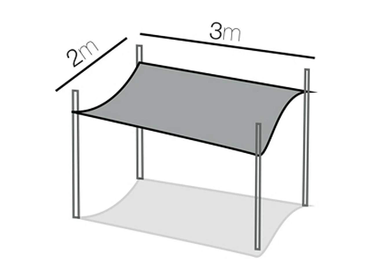 Toile d'ombrage rectangulaire + Sac, auvent imperméable d'extérieur, pour terrasse jardin coloris gris - Longueur 300 x Profondeur 200 cm