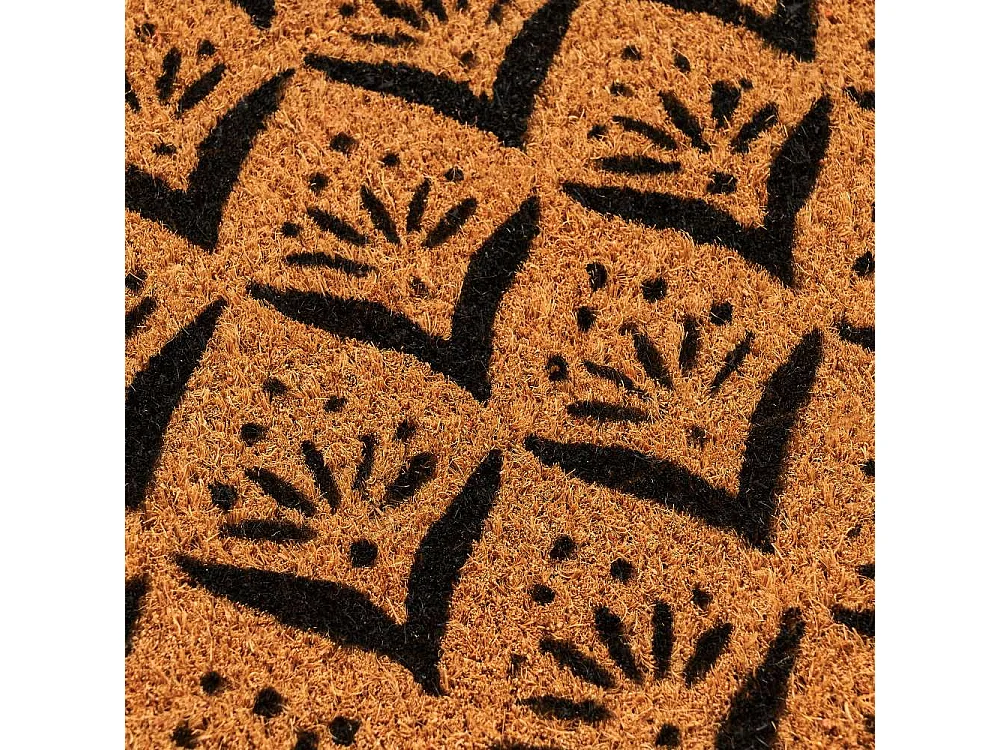 Lot de 2 paillasson, tapis de porte, tapis d'entrée en fibre de coco coloris marron/noir - Longueur 60 x Profondeur 40 x Hauteur 1.5 cm