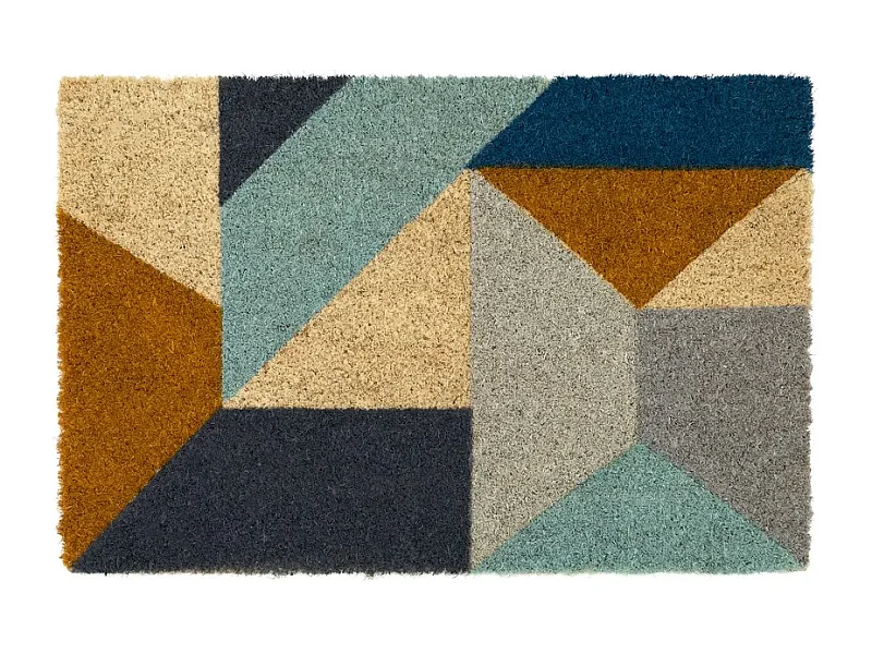 Lot de 2 paillasson rectangulaire, tapis de porte, tapis d'entrée en fibre de coco multicolore - Longueur 60 x Profondeur 40 x Hauteur 1.5cm