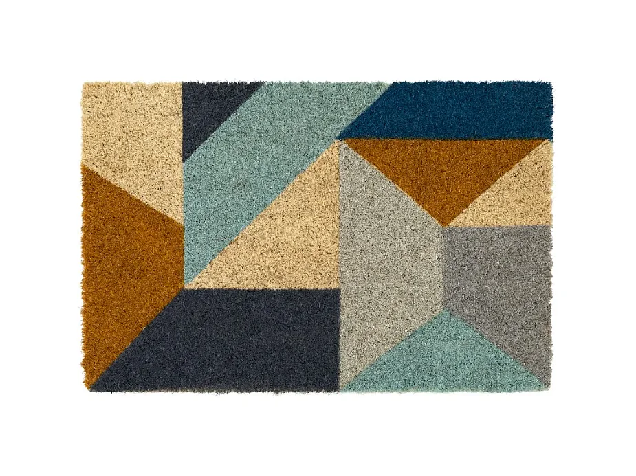 Lot de 2 paillasson rectangulaire, tapis de porte, tapis d'entrée en fibre de coco multicolore - Longueur 60 x Profondeur 40 x Hauteur 1.5cm