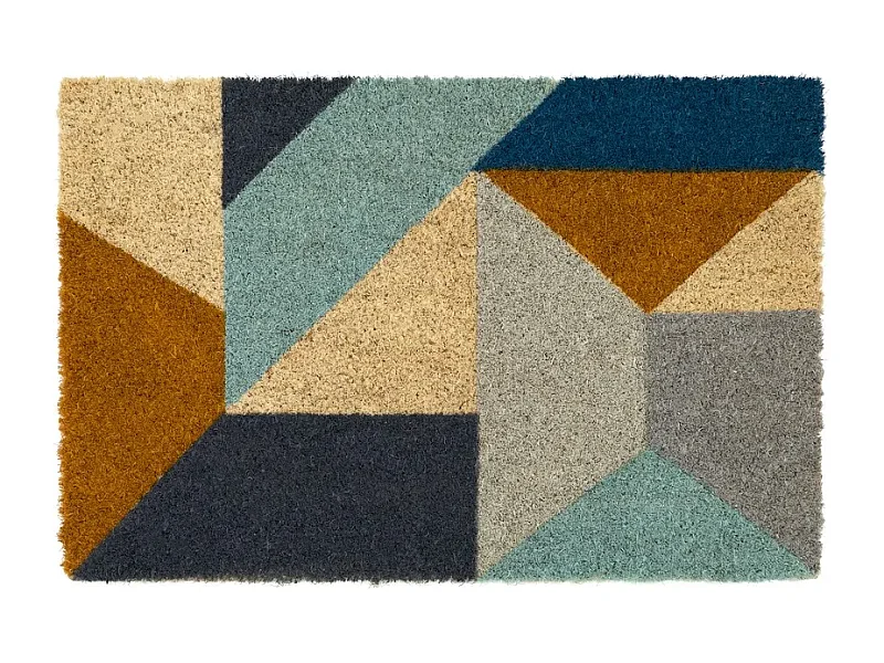 Lot de 2 paillasson rectangulaire, tapis de porte, tapis d'entrée en fibre de coco multicolore - Longueur 60 x Profondeur 40 x Hauteur 1.5cm