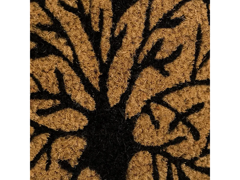 Lot de 2 paillasson, tapis de porte, tapis d'entrée en fibre de coco coloris marron/noir - Longueur 60 x Profondeur 40 x Hauteur 1.5 cm