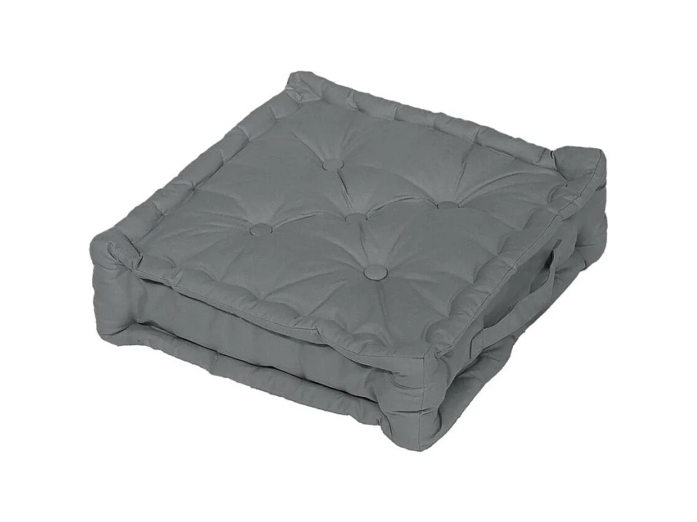 Coussin tapissier en coton 50x50x10 cm PANAMA gris, par Soleil d'Ocre