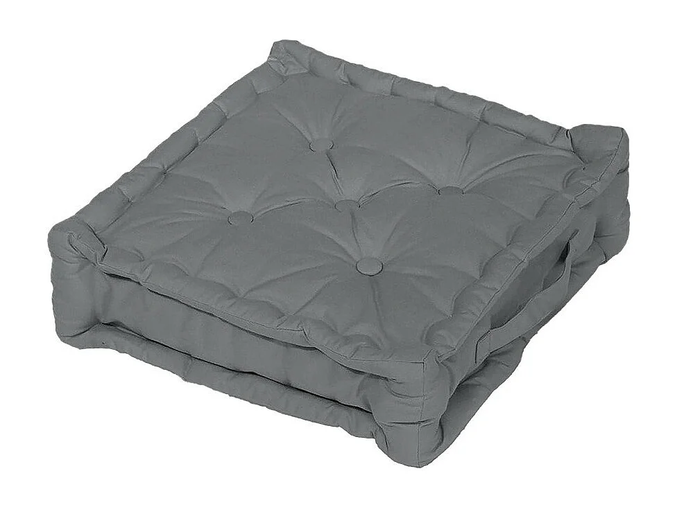 Coussin tapissier en coton 50x50x10 cm PANAMA gris, par Soleil d'Ocre