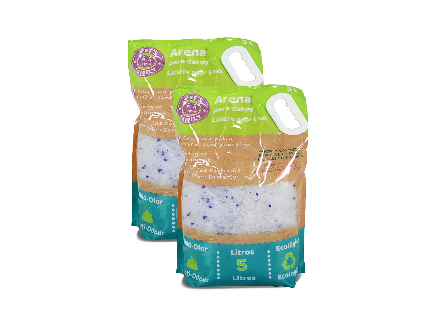 Lot de 2 litière écologique pour chat, litière pour chat anti-odeur - 5 L