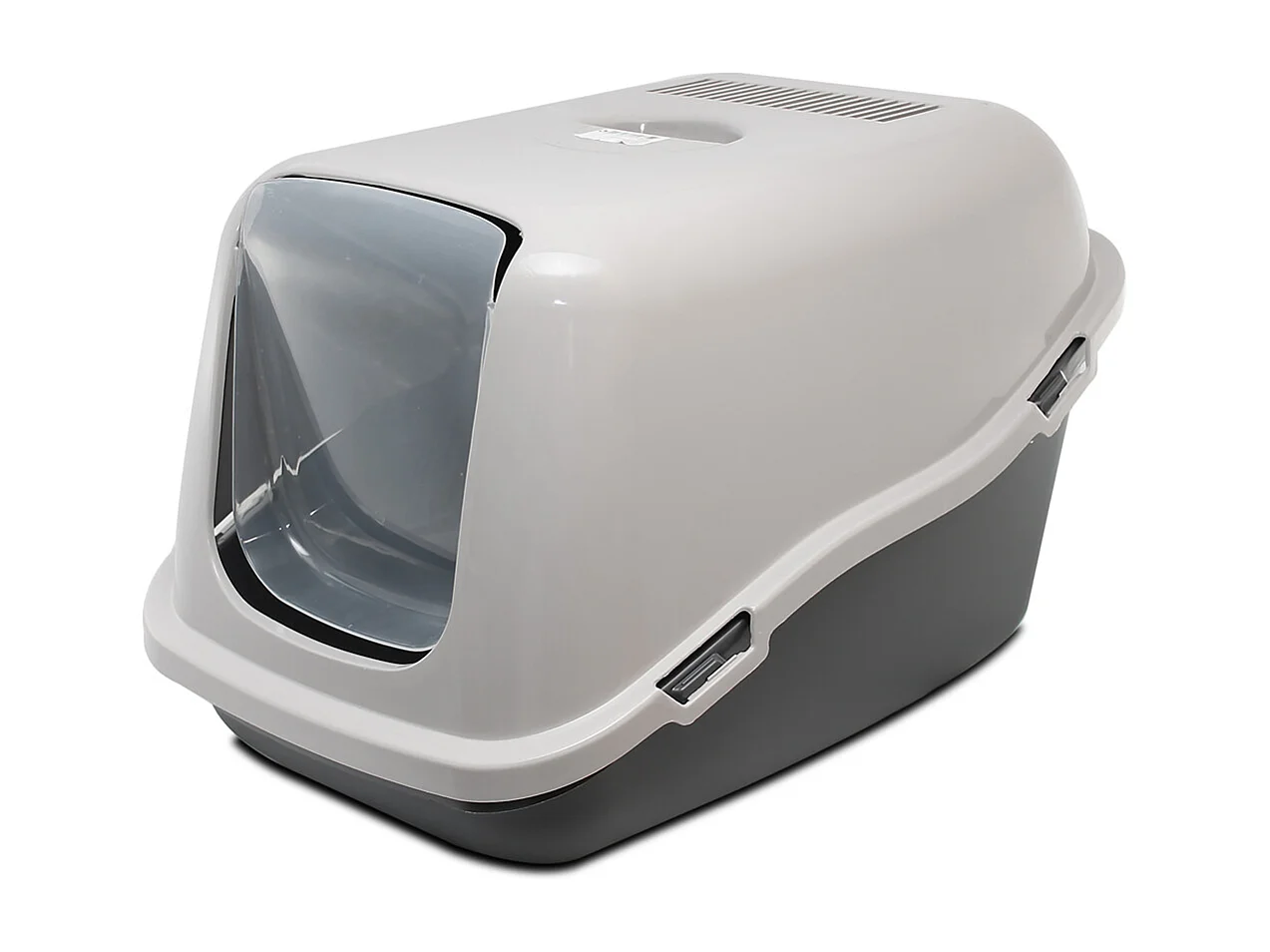 Maison de toilette pour chat, bac à litière avec couvercle coloris gris - Longueur 57 x Profondeur 39 x Hauteur 41 cm