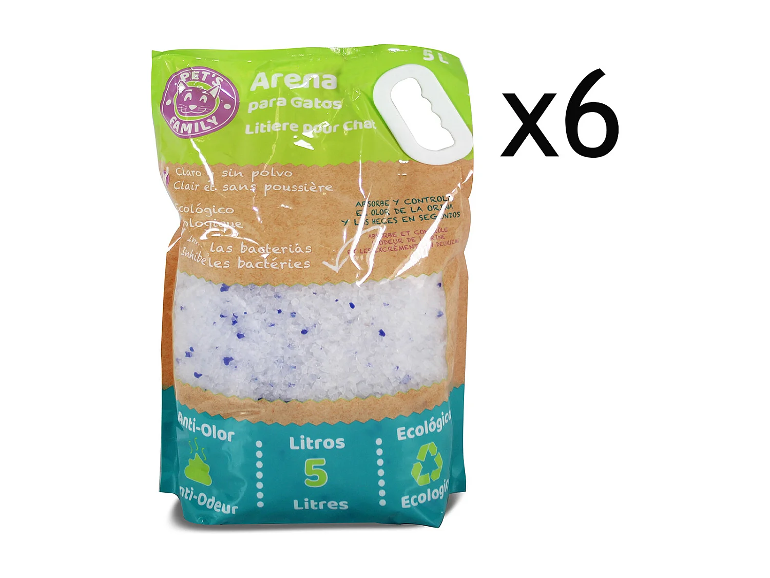 Lot de 6 litière écologique pour chat, litière pour chat anti-odeur - 5 L