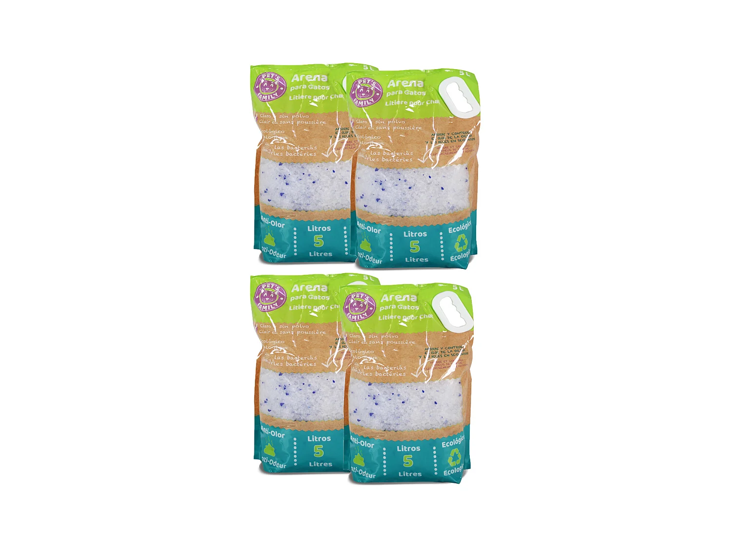 Lot de 4 litière écologique pour chat, litière pour chat anti-odeur - 5 L