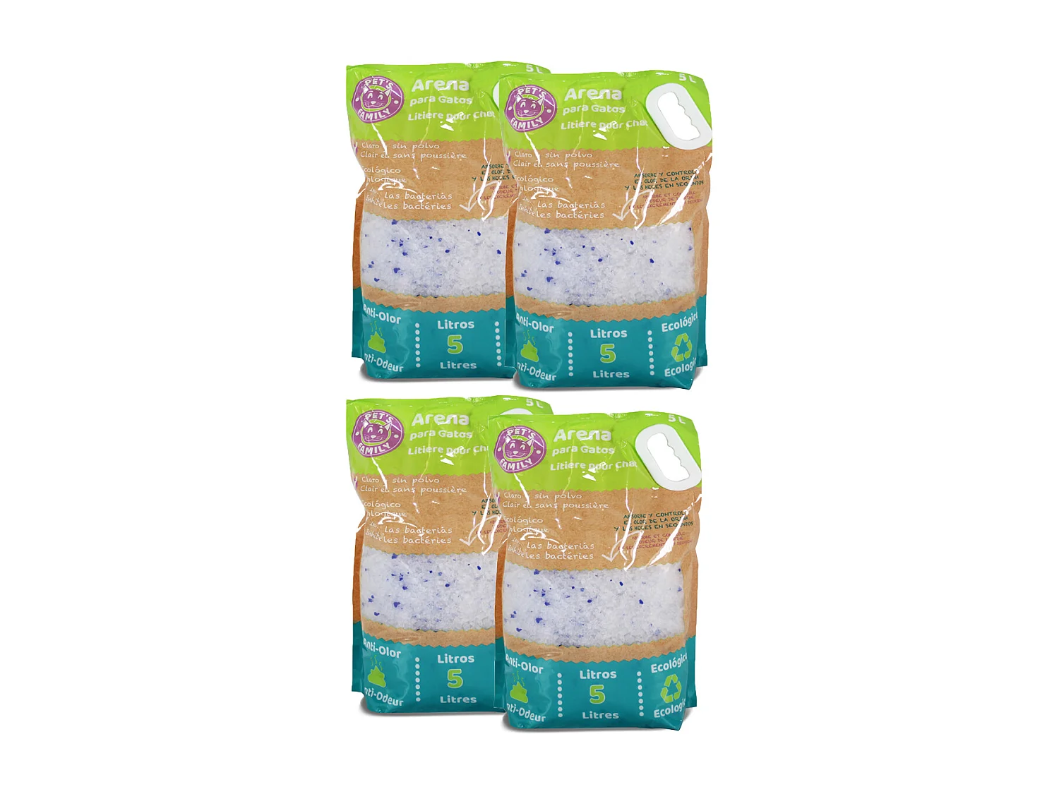 Lot de 4 litière écologique pour chat, litière pour chat anti-odeur - 5 L