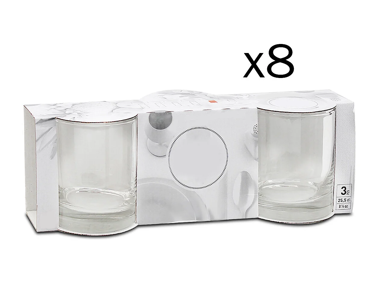 Lot de 24 verre à liqueur, verre dégustation, gobelets à eau en verre, capacité 25.5 cl