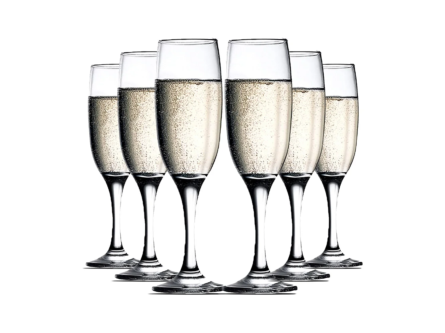 Lot de 6 flutes à champagne, coupe à champagne en verre transparent - 21.5 cl