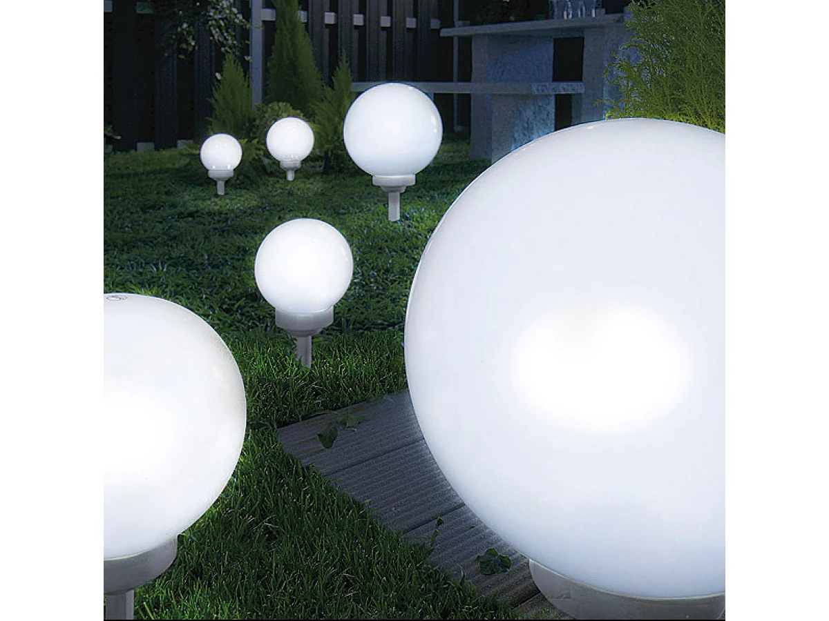 Boule lumineuse solaire pour jardin, lampe LED de jardin, borne solaire, éclairage solaire d'extérieur - Diamètre 25 x Hauteur 67 cm
