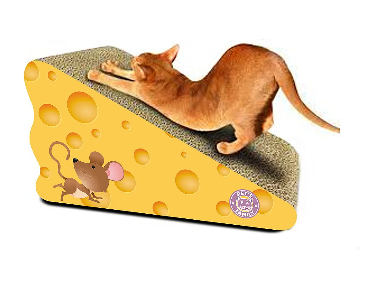 Grattoir à chat en forme de fromage, griffoir coloris gris - Longueur 30 x Profondeur 17 x Hauteur 15 cm