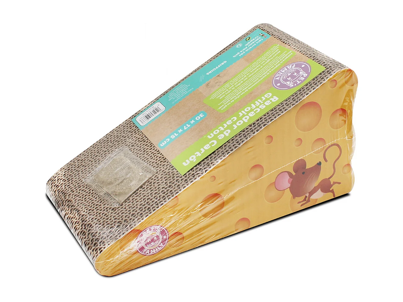 Grattoir à chat en forme de fromage, griffoir coloris gris - Longueur 30 x Profondeur 17 x Hauteur 15 cm