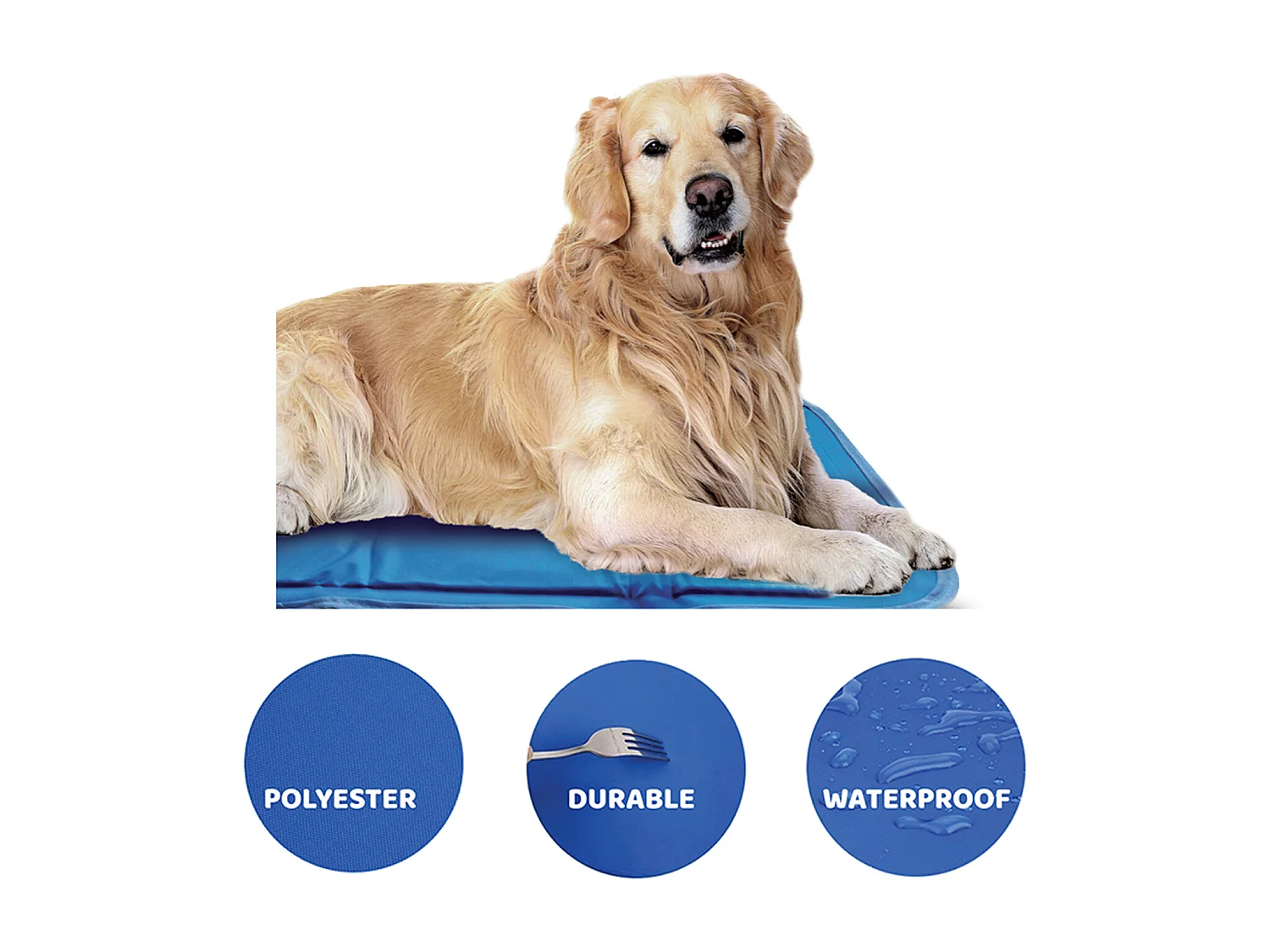 Coussin lit pour chien en polyester coloris bleu - Longueur 50 x profondeur 90 cm.
