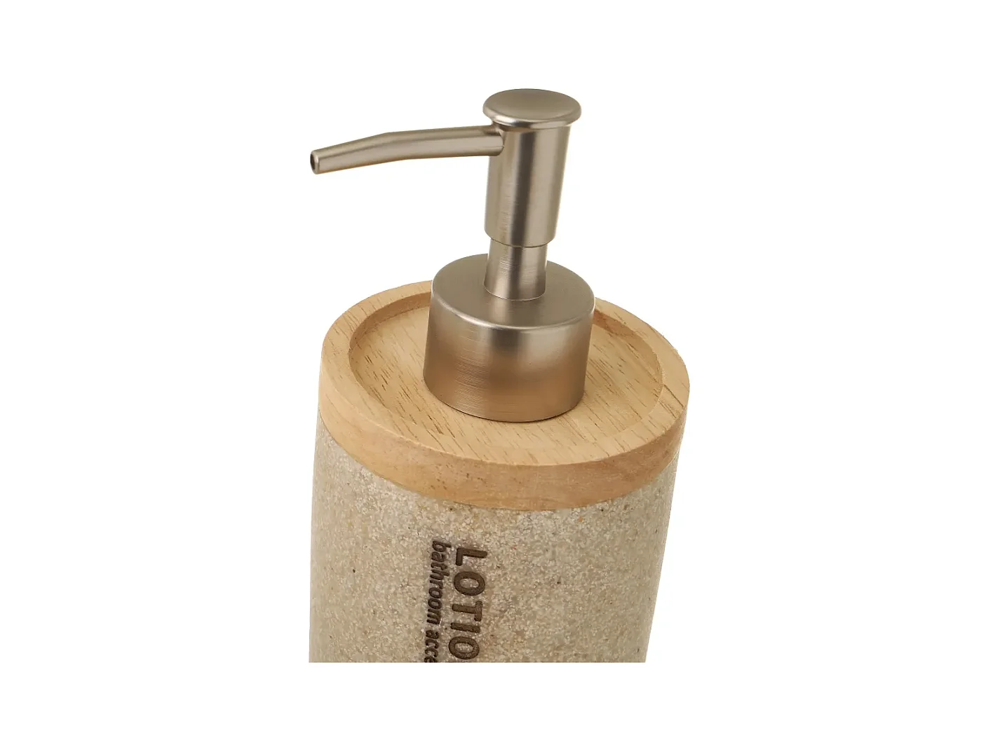 Ensemble d'accessoires salle de bain 3 pièces, set salle de bain avec distributeur de savon en polyrésine/bois coloris beige