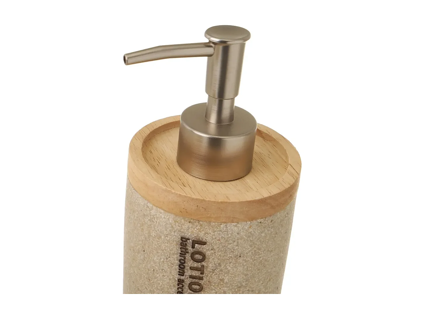 Ensemble d'accessoires salle de bain 3 pièces, set salle de bain avec distributeur de savon en polyrésine/bois coloris beige