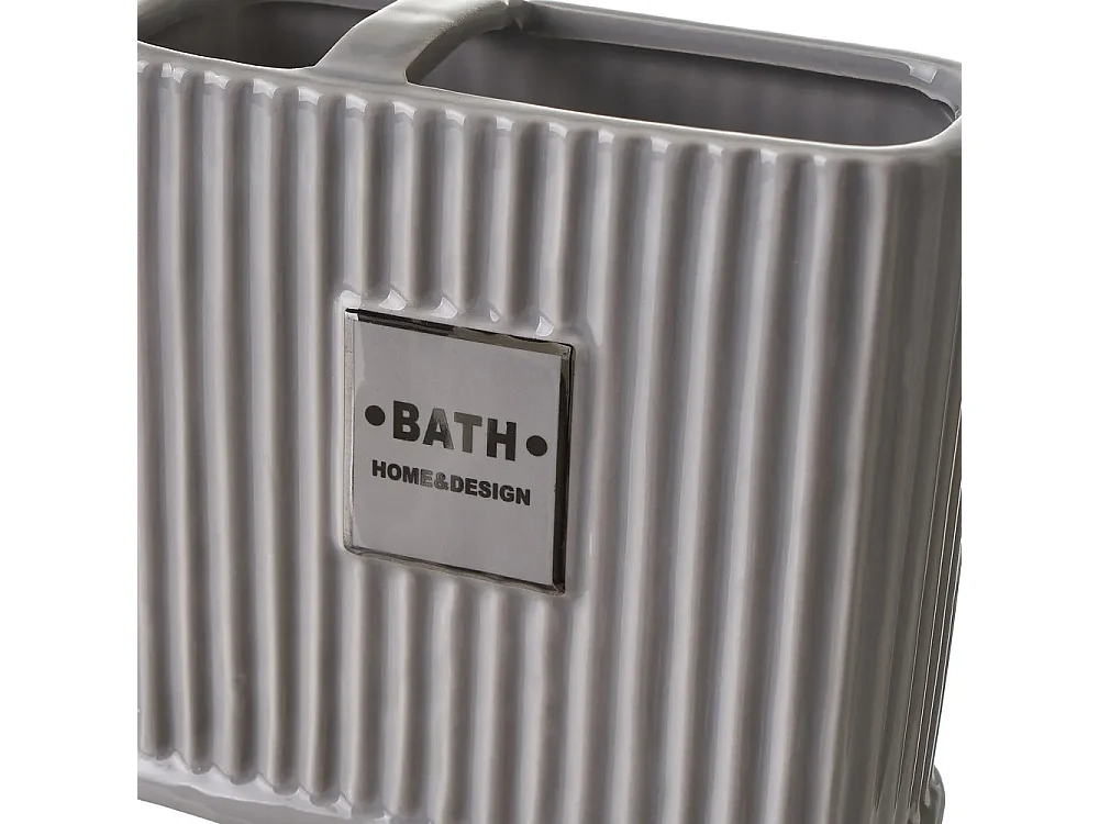 Ensemble d'accessoires salle de bain 4 pièces, set salle de bain avec distributeur de savon en céramique coloris gris