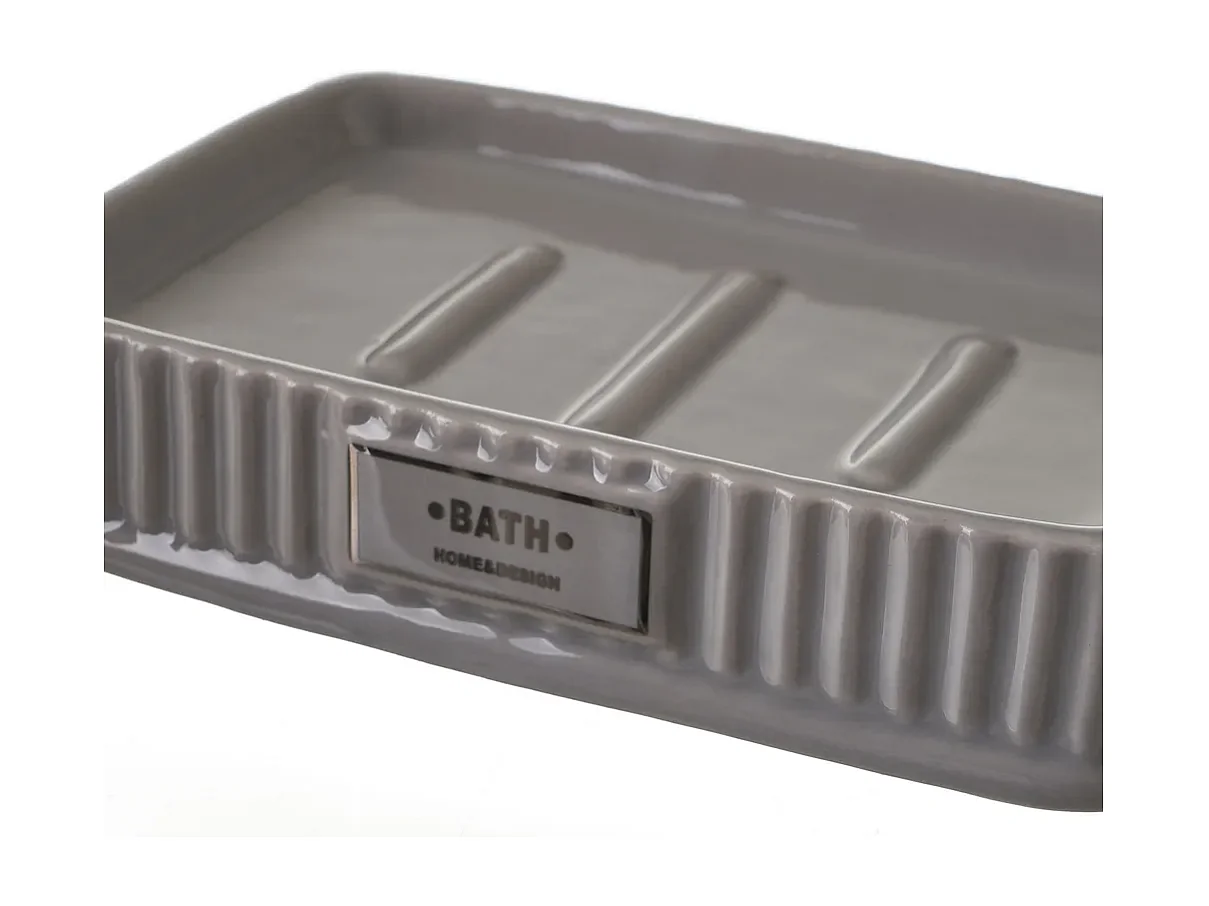 Ensemble d'accessoires salle de bain 4 pièces, set salle de bain avec distributeur de savon en céramique coloris gris