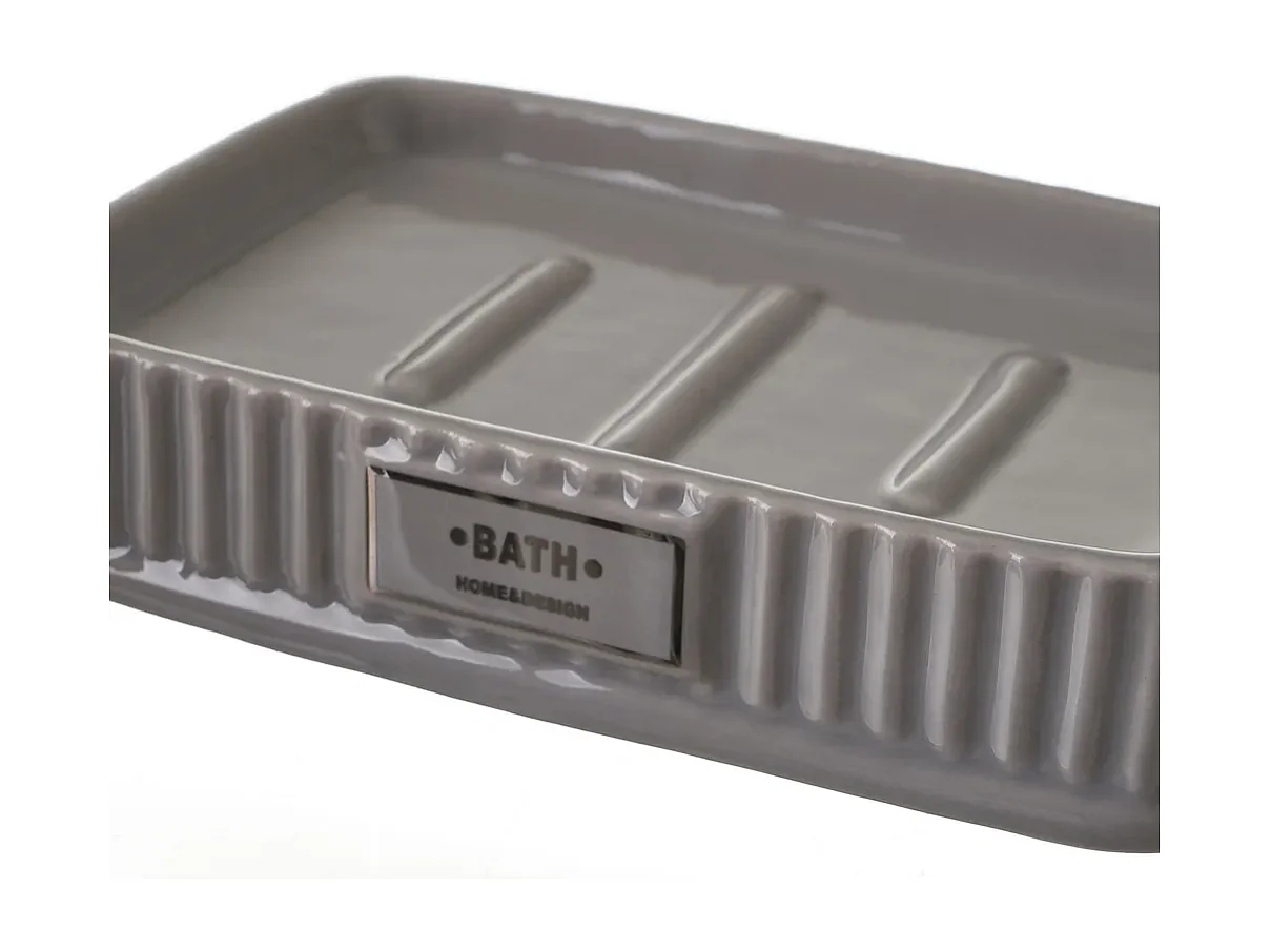 Ensemble d'accessoires salle de bain 4 pièces, set salle de bain avec distributeur de savon en céramique coloris gris