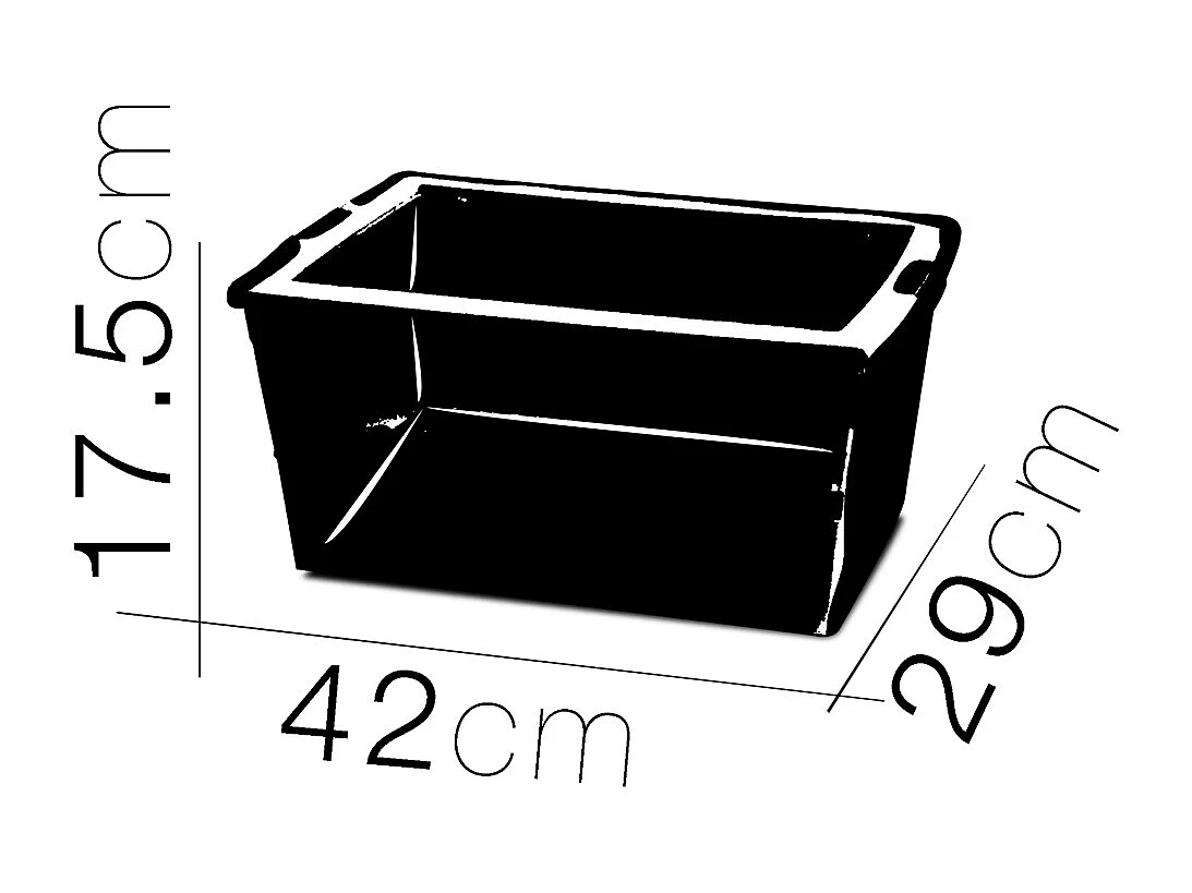 Lot de 4 boîte de rangement hermétique 15 L, caisse de transport avec couvercle solide et clips sur les côtés - Longueur 42 x Profondeur 29 x Hauteur 17.5 cm
