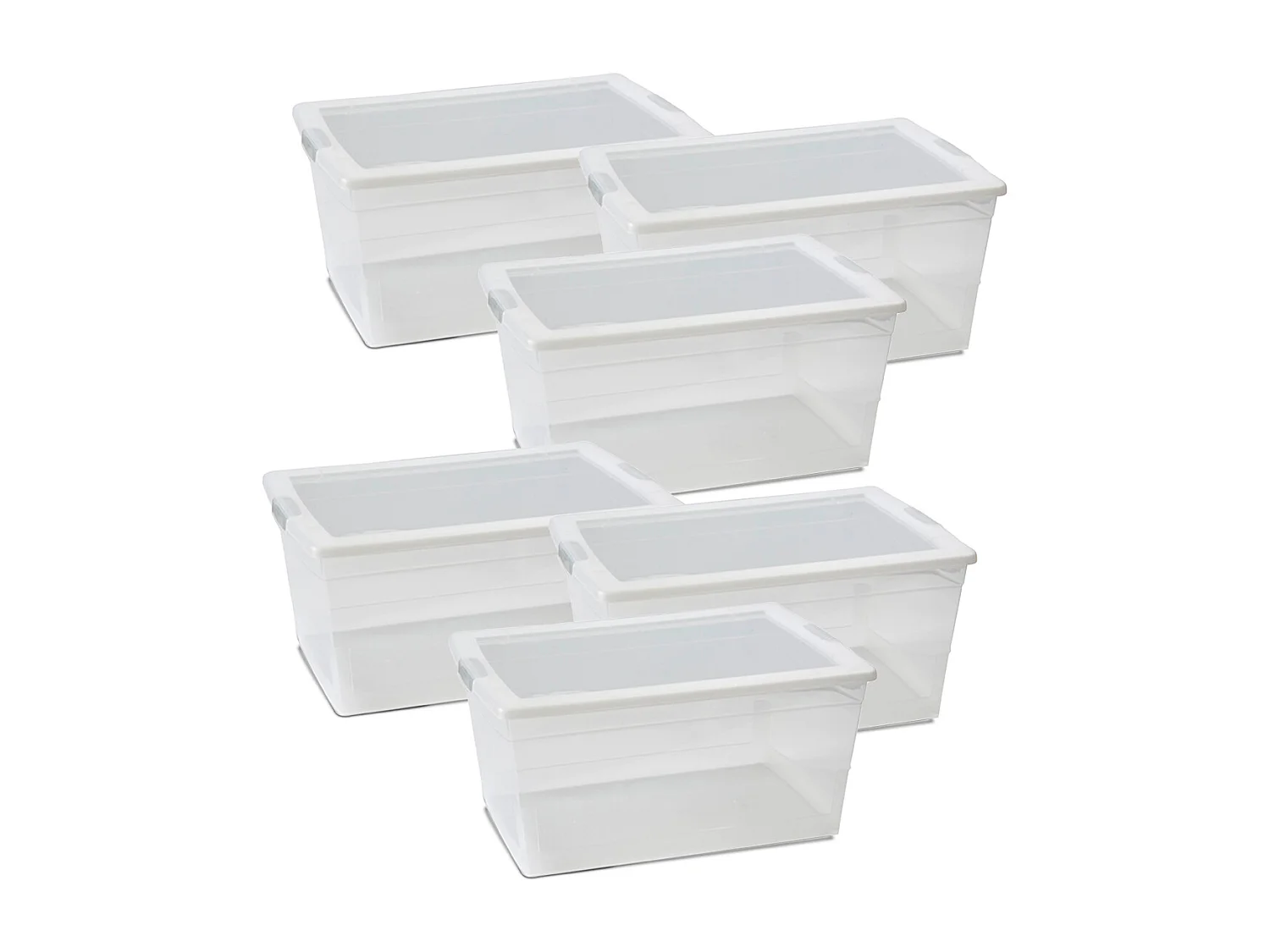 Lot de 12 boîte de rangement hermétique 6 L, caisse de transport avec couvercle solide et clips sur les côtés - Longueur 34 x Profondeur 21 x Hauteur 12 cm