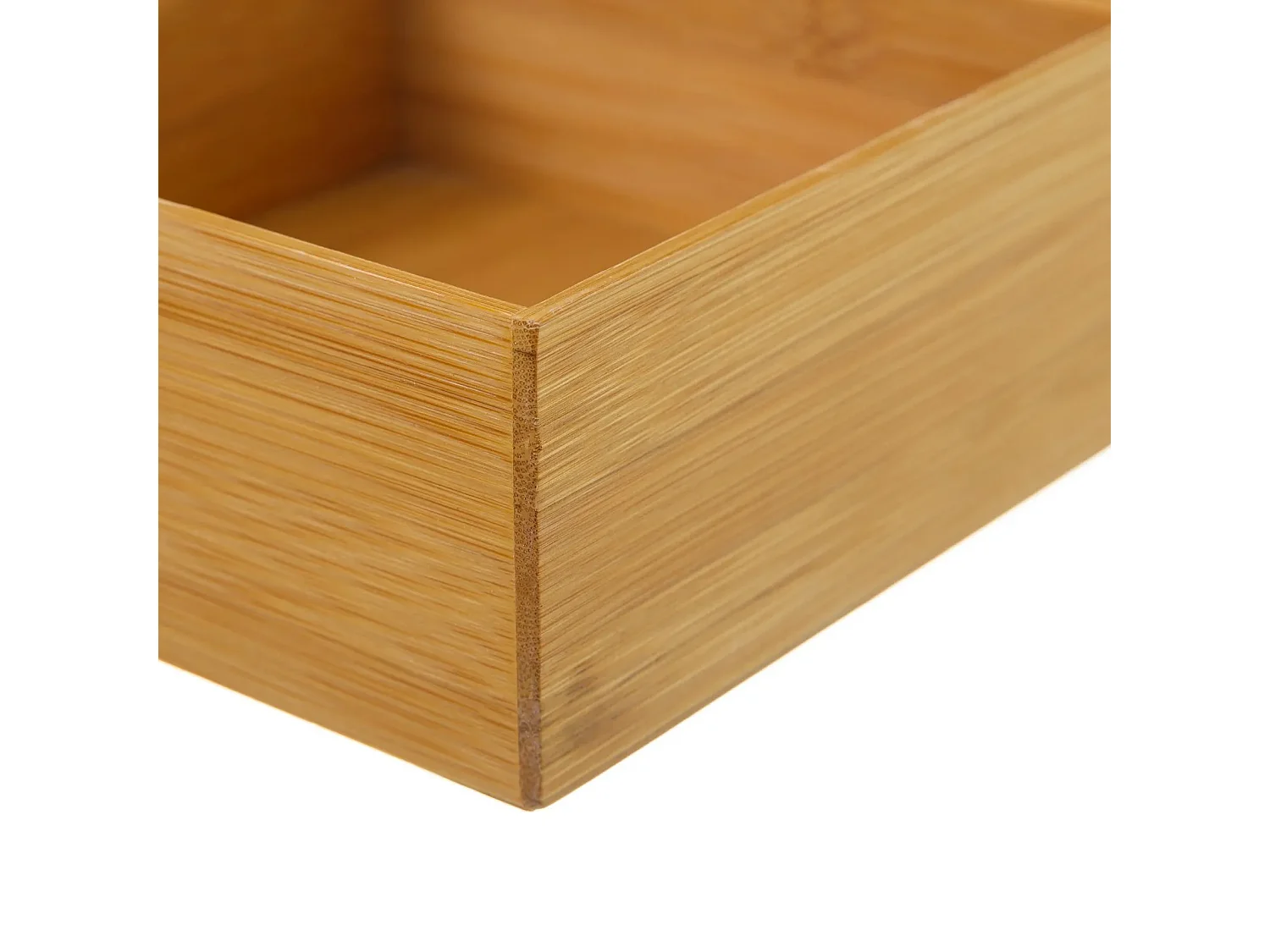 Organisateur de rangement, boîte de rangement carrée en bambou naturel - Longueur 15 x Profondeur 15 x Hauteur 6.5 cm