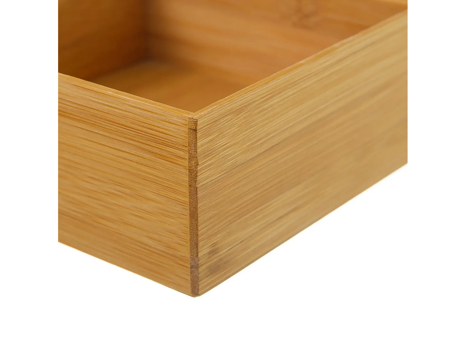 Organisateur de rangement, boîte de rangement carrée en bambou naturel - Longueur 15 x Profondeur 15 x Hauteur 6.5 cm